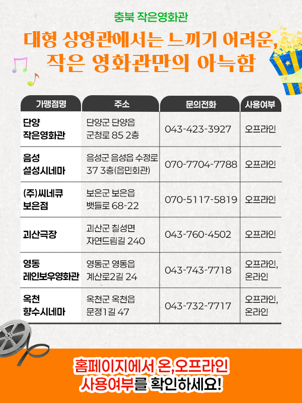충북 영화관 가맹점
